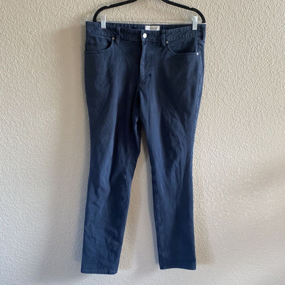 Everlane Pants Mens 34x 32 ( Actual 35x 30.5) Blue Cotton Stretch Slim 5 Pocket - Picture 1 of 9